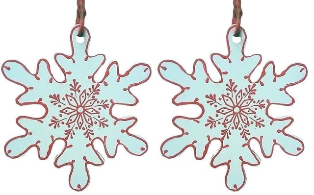Wooden Christmas decoration, White, Set of 2, 4 inches (chwt19)