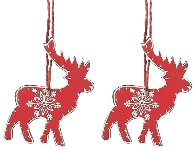 Wooden Christmas decoration, Set of 2, 4 inches (chred16)