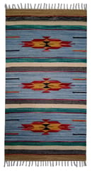 All-Season Area Rug / Carpet / Dhurrie in Wool - "Center of the Universe": Handwoven by master artisans in Medium Size,10.6 Squre ft (10066d)
