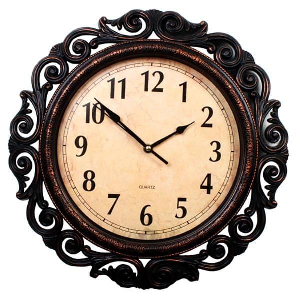 Analog Wall clock with carved borders 15 inch (clock94a)