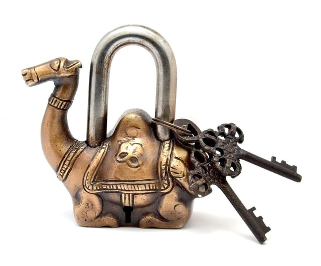Camel Shaped Antique Handcrafted Brass Padlock for Security (10276)