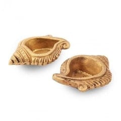 Brass Arti Diya Shankh Design (Set of 2): Indian Religious gift (10234)