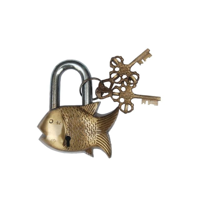 Fish Shaped Brass Lock Antique Handcrafted Locks for Security (10230)