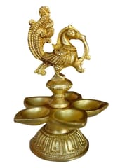 Unique Pure Brass Peacock with 5 deepaks, Deepam Kuthu Vilakku, Indian Religious gift ideas (10225)