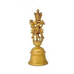 Unique Brass bell with Lord Krishna for Hindu pooja, Indian gift ideas (10223)