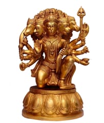 Brass Idol Panchmukhi Hanuman: Magnificent Collectible Sculpture (10390)