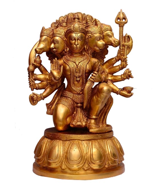 Brass Idol Panchmukhi Hanuman: Magnificent Collectible Sculpture (10390)