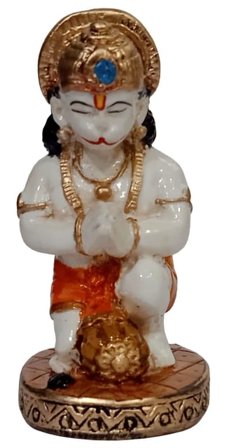 Hindu Religious God Hanuman/Bajrangbali Statue: Sculpted in Marble Dust or Poly Resin for Home Temple, Office Table or Shop Puja Shelf (10394)
