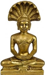Jain Religious God Statue of Bhagwan Parshvanath in Solid Brass Metal for Home Temple, Office Table or Shop Counter Puja (10389)