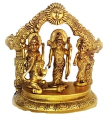 Hindu Religious Ram Darbaar (Ram, Sita, Lakshman, Hanuman) Statue: Made of Solid Brass (10385)