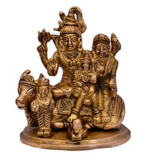 Hindu Religious God Mahadev Family with Parvati, Ganesha, Karthikeya and Nandi Statu (10382)