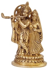 Radha-Krishna Statue Sculpted in Solid Brass Metal (10374)