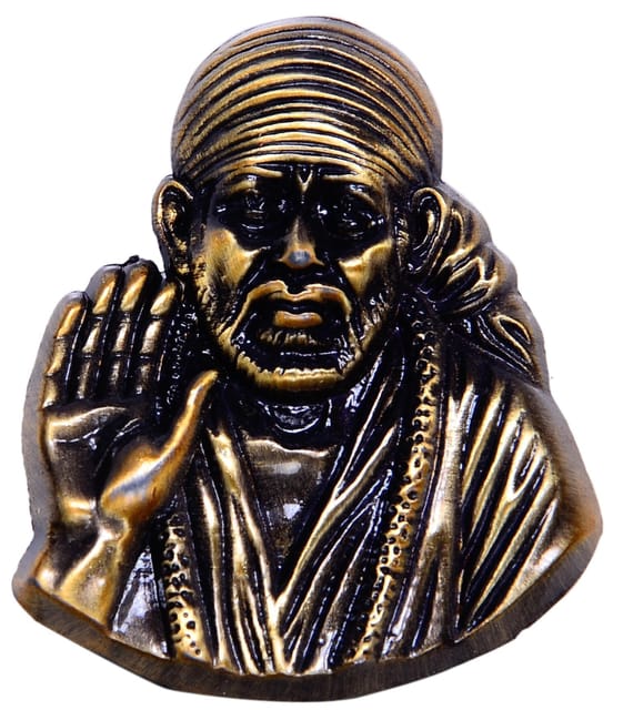 Shirdi Sai Baba Miniature Metallic Idol/Statue for Table Top, Home Temple, Car Dashboard in Vintage Finish (10342)