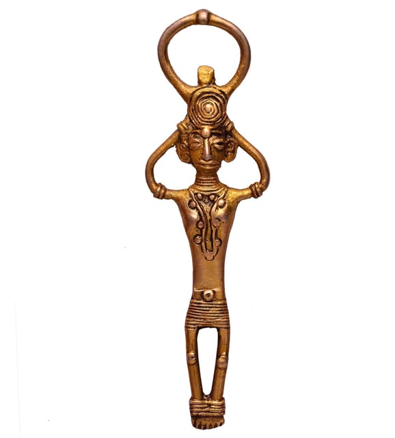 Bottle Opener Sculpted from Brass in Tribal design (10517)