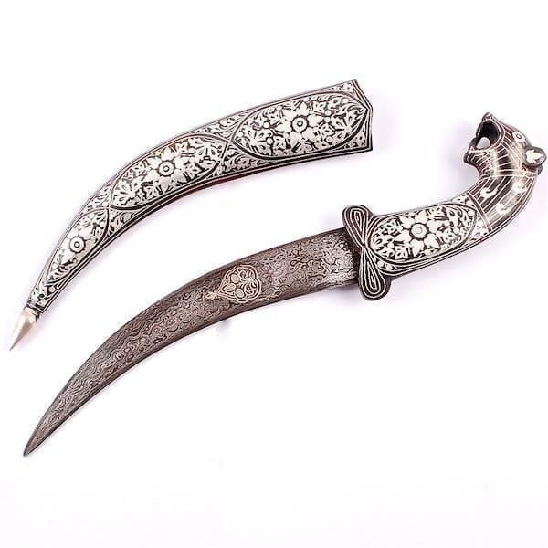 Koftgiri work decorative Dagger with Tiger Head (A20001)
