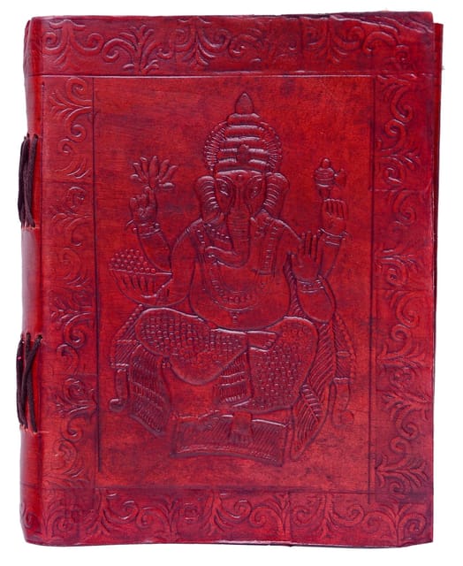 Leather Diary with Naturally Treated Paper with Ganpati statue (10444)