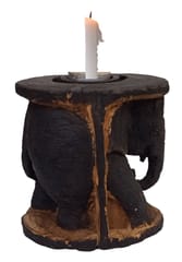 Wooden Tea-Light Candle Holder: Elephant Design Home Festival Decor (10430)