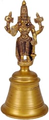 Unique Heavy Handheld Brass bell with Lord Vishnu for Hindu pooja (10521)