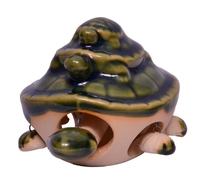 Bobbing Head & Legs Ceramic Glass Feng Shui Tortoise Family (10626)