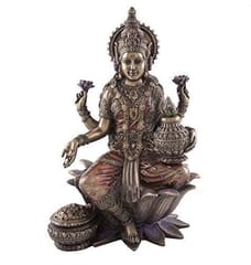 Ma Lakshmi Idol: Hindu Goddess of Wealth & Fortune Statue; Religious Figurine Decor Gift 10827