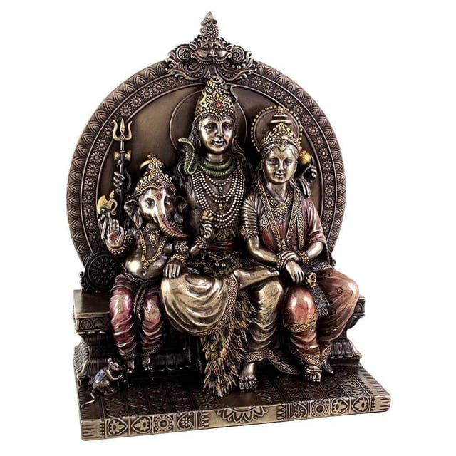 Mahadev Family with Shivji Parvati Ganesha Statue Hindu God Figurine Decor Gift 10825