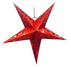 Glossy Paper Star Red Hanging Paper Lantern for Christmas, New Year Celebration Party Decoration (chst04)