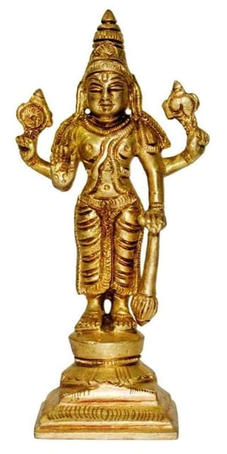 Brass Statue Lord Vishnu: Hindu God Idol Sculpture Home Temple Decor Gift (11033)