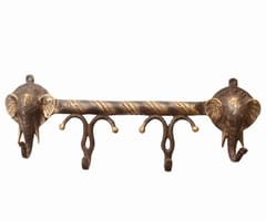 Brass Wall Hooks Hanger For Keys, Clothes In Elephant Design: Feng Shui Vaastu Wall Decor (10968)