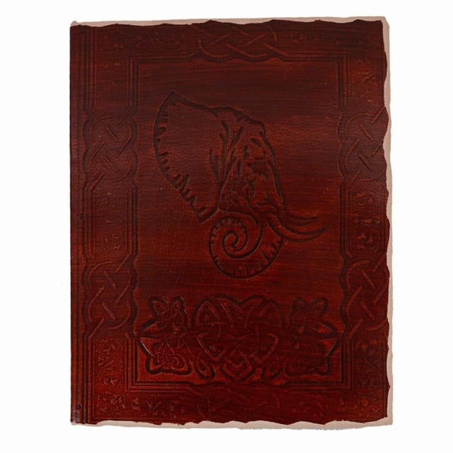 Leather Journal (Diary Notebook) 'African Safari': Handmade Paper In Deckle Edge Leather Cover With Unique Chipped Borders For Corporate Gift Or Personal Memoir (11122)