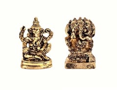 Rare Miniature Statue Set (Siddhi Vinayaka Ganesha & Panchmukhi Ganesh): Unique Collectible Gift (11182)