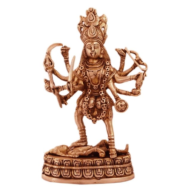 Maa Kali Brass Statue: Hindu Religious Goddess Devi Idol, Indian Deity Handmade Sculpture (11238)