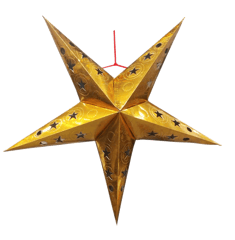 Big Glossy Paper Star Golden Hanging Paper Lantern for Christmas, New Year Celebration Party Decoration (chst08)