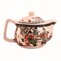 Painted Ceramic Kettle Tea Coffee Pot 350ml (Small) With Steel Strainer (11221)