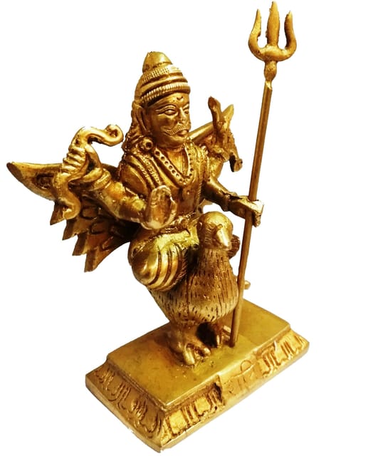 Brass Statue Lord Shani Dev: Hindu Saturn God of Anger (11431)