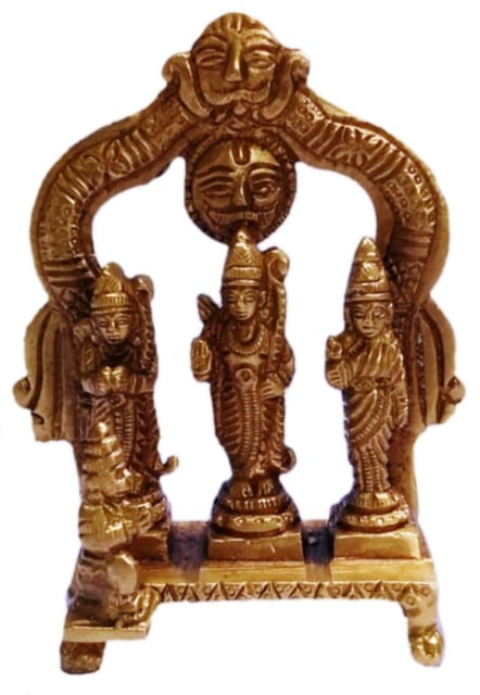 Brass Statue Ram Darbaar: Rama, Sita, Lakshman, Hanuman (11429)