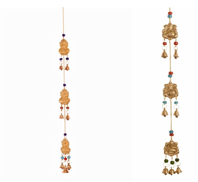 Brass Wall Hangings Lakshmi-Ganesha (Set of 2): Good Luck Wind Chimes?(11493)