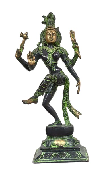 Dancing Ardhanarishwar Half Shiva Half Parvati Solid Pure Brass Statue in Antique Finish (10683a)
