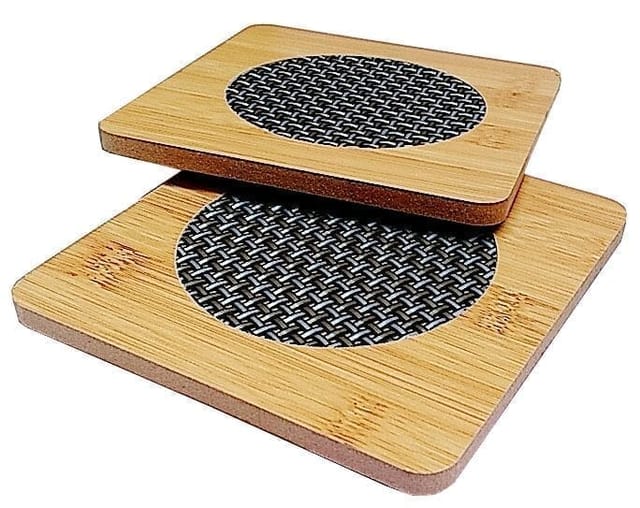 Bamboo Heat Pads: Set of 2 Square Hot Mats or Coasters (11713)