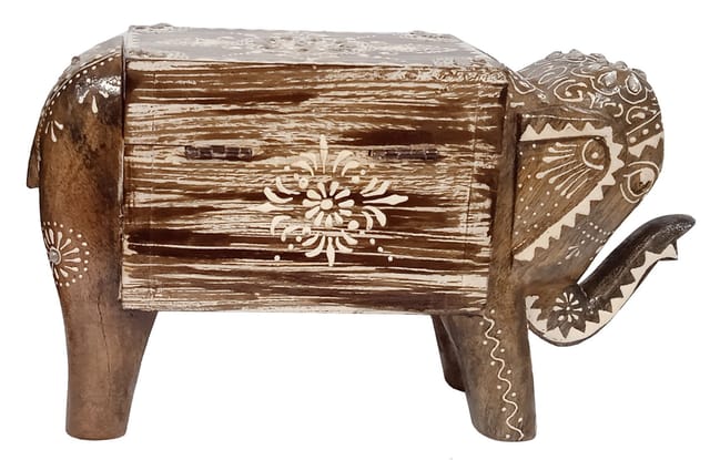 Wooden Trinket Box 'Merry Elephant': Unique Handpainted Box with Lids (11286A)