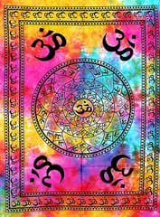 Cotton Wall Poster 'Om, The Sound Of Vedas': Bohemian Wall Hanging Tapestry (20036)