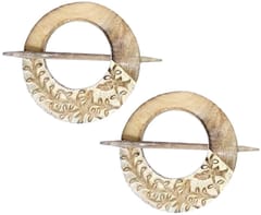 Wooden Curtain Holder Tie Back 'Floral Circle': Set Of 2 (11875)
