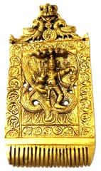 Brass Sculpture Krishna Conquering Kaliya Snake: Rare Antique Collectible Idol with Intricate Carving (11982)
