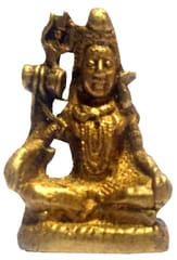 Rare Miniature Brass Idol Mahadev Siva, Destroyer Of Evils: Unique Collectible Gold Finish Statue (11905)
