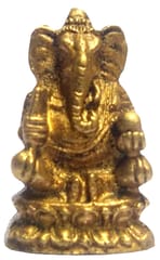 Rare Miniature Brass Idol Ganesha: Unique Collectible Gold Finish Statue (11900)