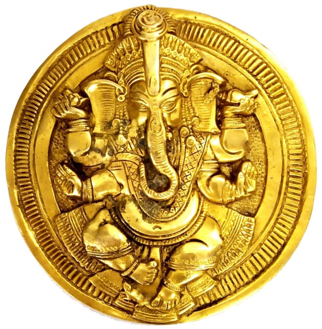 Brass Wall Hanging Siddhi Vinayak Ganesha: Majestic Plaque for Home Temple?(11913)