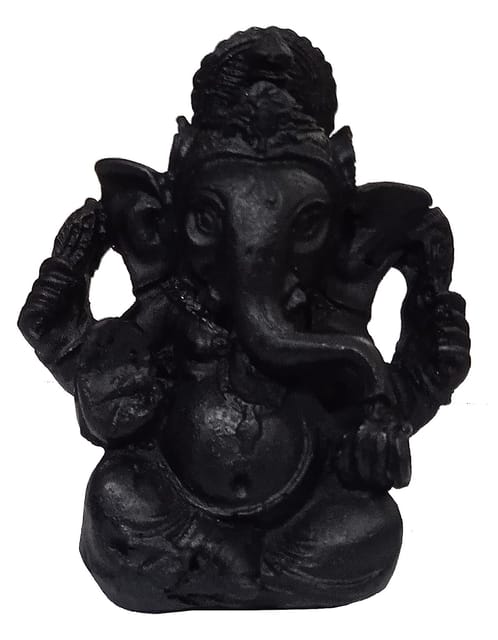 Resin Idol Lord Ganesha: Black Granite Finish Statue (12177)