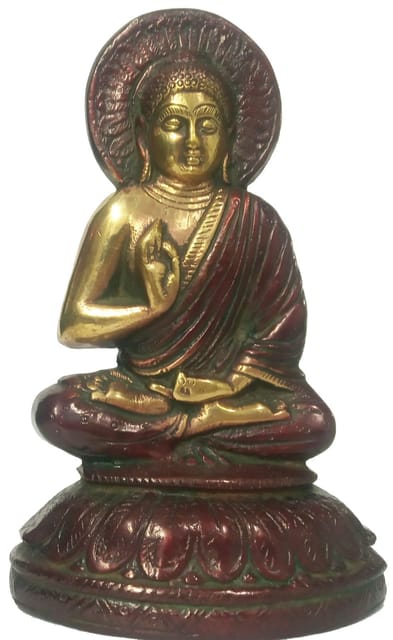 Brass Wall Hanging Plaque Blessing Buddha: Copper Finish Collectible Idol (12156)