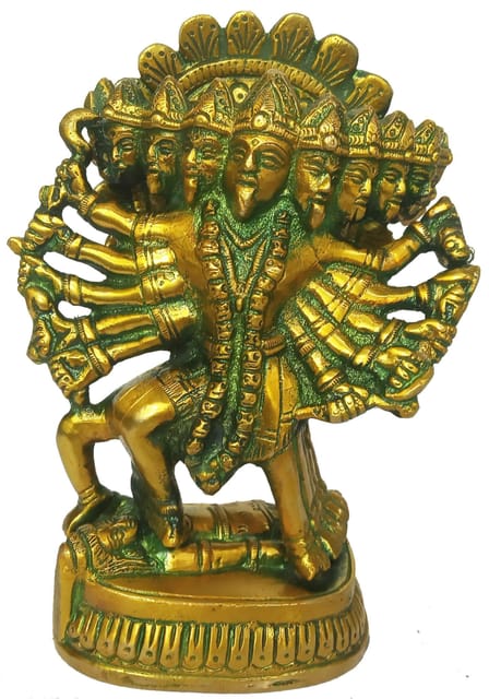 Brass Idol Supreme Tantric Goddess Kali (Mahakali Ma Kalika Shyama): Rare Collectible 10 Heads 10 Arms Statue (12157)