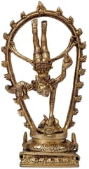Brass Idol Nataraja Shiva in Cosmic Dance: Rare Collectible Statue in Unique Pose (12254)