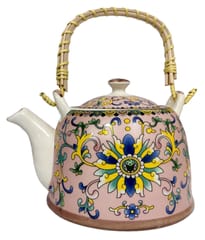 Ceramic Kettle 'Inlay Dragon': 850 ml Tea Coffee Pot, Steel Strainer Included (12306)